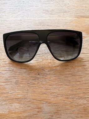 Quay Australia Black Oversized Shield Sunglasses with Gradient Lenses